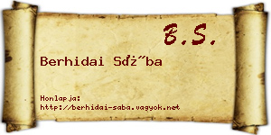 Berhidai Sába névjegykártya